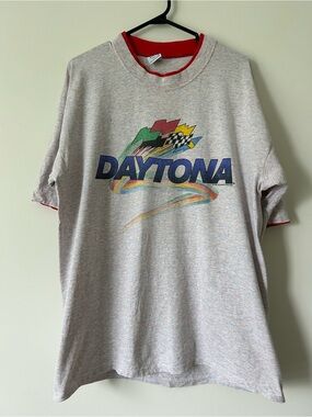 Vintage 90's CalCru Daytona Marled 100% Cotton Graphic T-Shirt